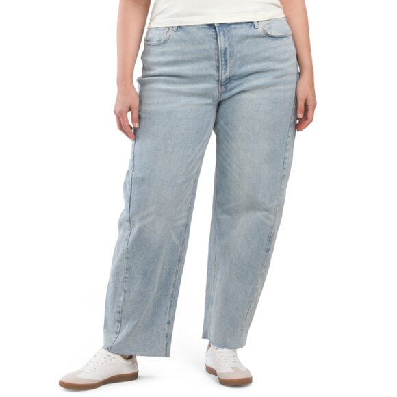 ARTEMIS VINTAGE Medium Wash Plus Barrel Leg Denim Jeans - Picture 1 of 2